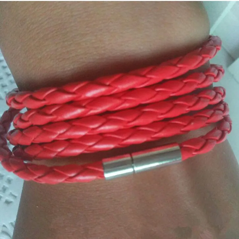 

Free shipping hand-woven multi-layer DIY leather rope bracelet Personalized 5-layer leather buckle hand rope