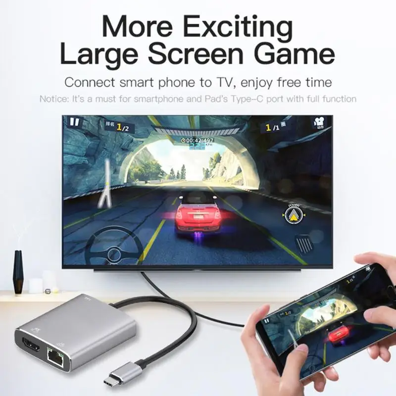 ALLOYSEED USB-C концентратор Тип с разъемами типа C и HDMI HD ТВ адаптер USB3.1 Тип-4 K HDMI конвертер для портативных ПК для MacBook samsung мобильного телефона Галактики