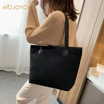 

Casual Canvas Handbag Shoulder Bag New Women's Girls Durable Messenger Tote Large Capacity Shopping Pure Color Shoulder Bag