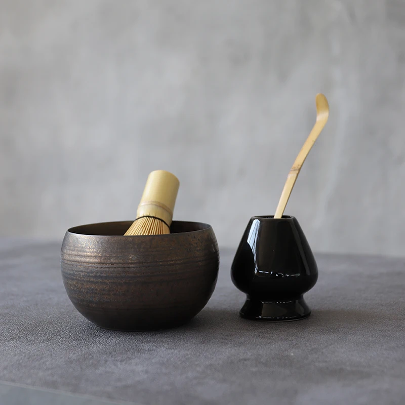 LUWU traditional matcha sets natural bamboo matcha whisk ceremic bowl with chasen holder