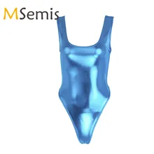 Женский латексный купальник без рукавов с высоким вырезом и эффектом влажности, боди из лакированной кожи, стринги, купальный костюм, гимнастическое трико, купальник Женский латексный купальник без рукавов с высоким вырезом и эффектом влажности, боди из лакированной кожи, стринги, купальный костюм, гимнастическое трико, купальник