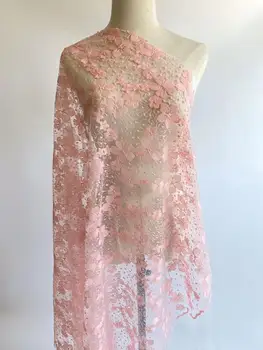 

1yard Pink Tulle Mesh Lace Fabrics High Quality African Lace Fabric Nigerian French Mesh Net Lace for Party Wedding