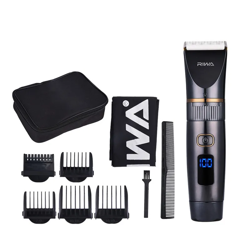

Rechargeable Hair Trimmer Titanium Ceramic Blade Razor Clipper Beard Trimmer Shaver Electric Haircutting Barbe LED Display Razor