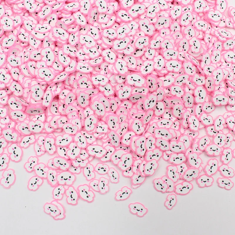 50 г/лот каваи в виде улыбающегося облака ломтики спринклеры для слизи Поставки игрушка Fimo полимерные бусины аксессуары самодельные рисунки на ногтях украшения - Цвет: pink