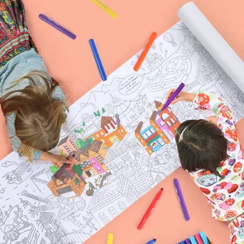 

Drawing Toys Coloring Poster Kids Super Painter 10m Long Drawing Paper Giant Paper Table Board Toys /Paper For Kids Gifts
