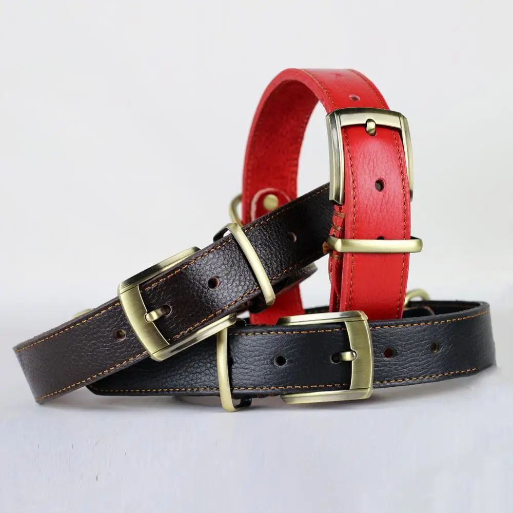 Genuine Leather Dog Collar Small Medium Dogs Pet Products Adjustable Husky Harness | Дом и сад