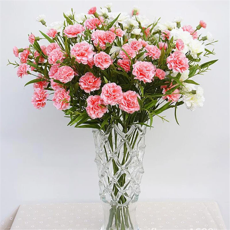 

20pcs artificial flowers silk fake Flowers fleur artificielles Carnation flores artificiais Home wedding decoration Flower