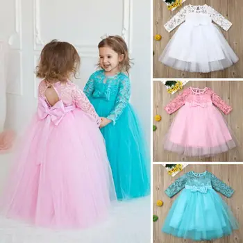 

Baby Kid Girl New Princess Lace Dress Kids Flower Embroidery Dress For Girls Vintage Children Dresses Party Dress 1-6T
