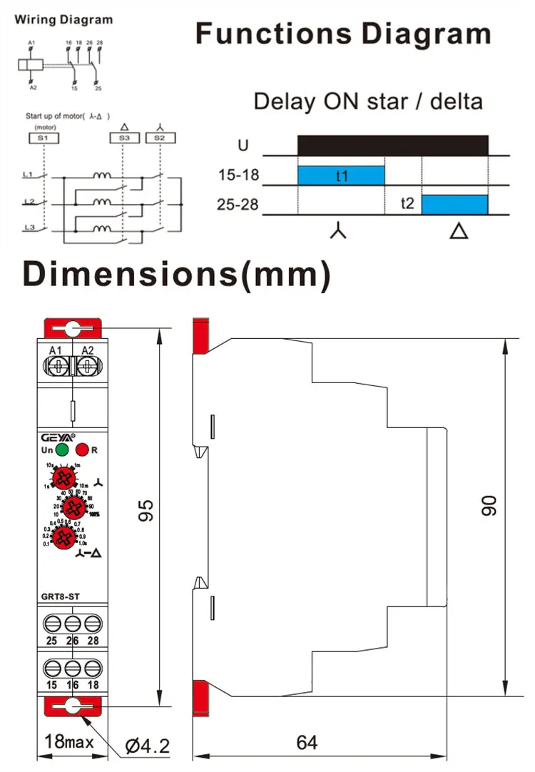 GEYA GRT8-ST задержка на звезда Дельта таймер реле мягкий стартер AC230V 415V AC/DC12V-240V Delta реле двигатель стартер