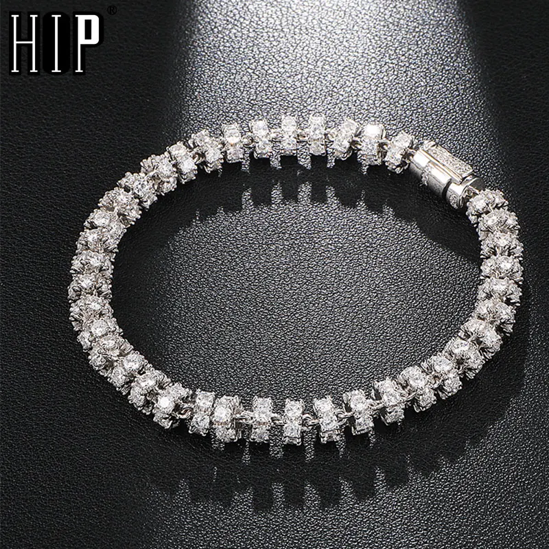 Хип хоп 6 мм Bling AAA CZ кубический цирконий Iced Out круглые звенья цепи браслеты для мужчин и женщин рэппер ювелирные изделия