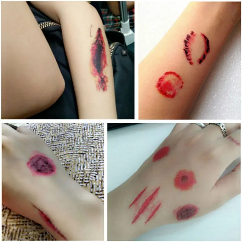 30Pcs/Set Temporary Tattoo Stickers Halloween Zombie Vampire Scars Pattern Paste Sticker Festival Cosplay Costume Makeup Props