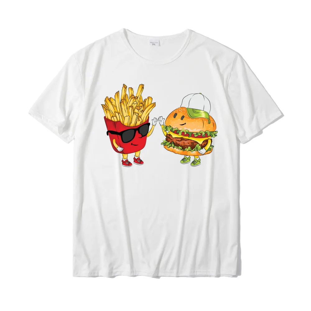 Funny Cotton Tops & Tees for Students comfortable Top T-shirts Family Slim Fit O Neck Tops & Tees Short Sleeve Hamburger Fries High Five Cool Fun Combo Snacks Funny Gift Long Sleeve T-Shirt__19333 white