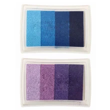 2 Коробка мульти Gredient 4 цвета штамп для чернил Pad подушечка на масляной основе подушечка безопасные детские штемпельная подушечка чернила Скрапбукинг, синий градиент и Purpl