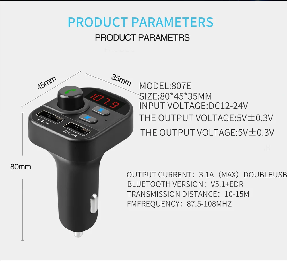 DHKEJI автомобильный fm-передатчик Bluetooth hands-free телефонная карта без потерь Автомобильная Быстрая зарядка двойной USB Автомобильный MP3