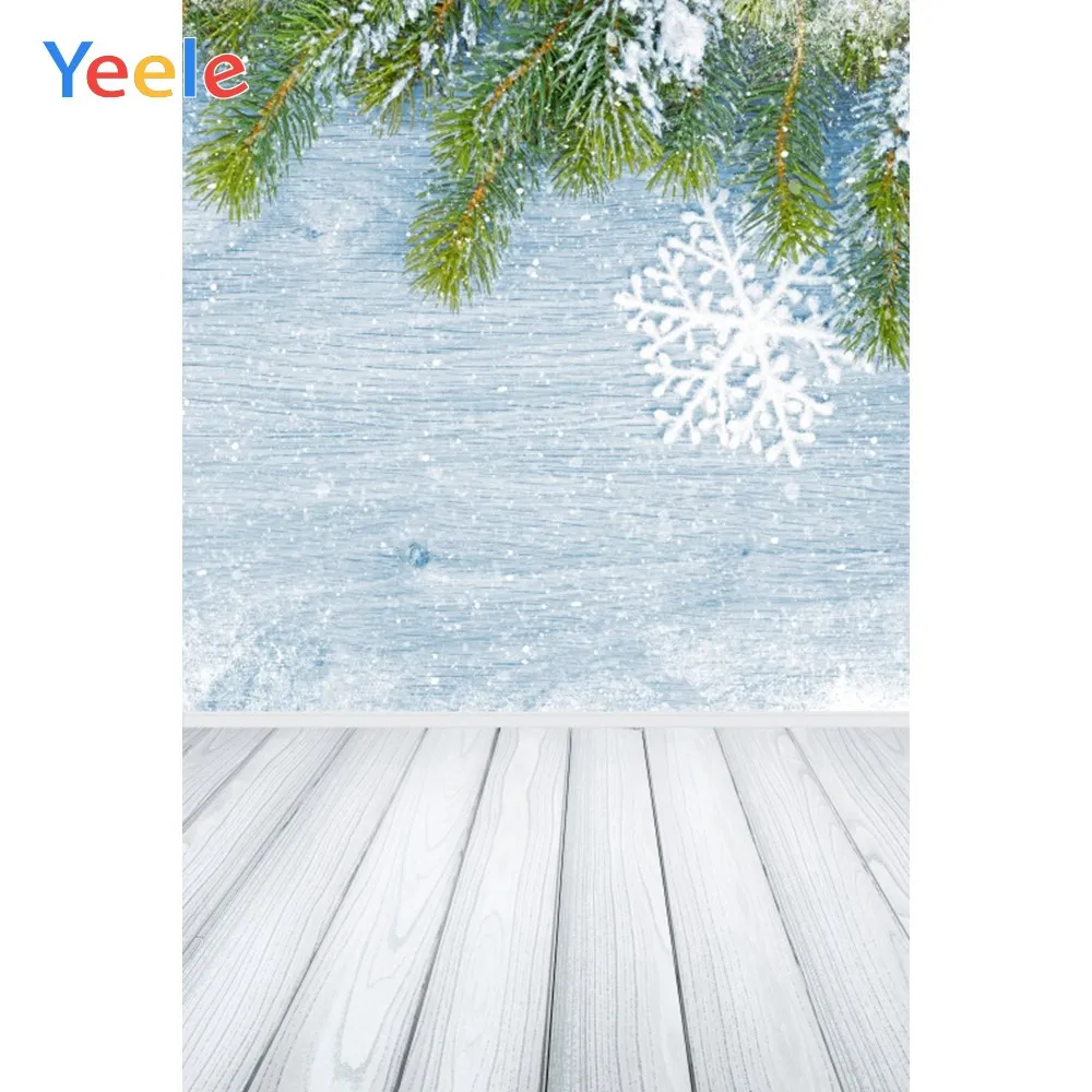 

Yeele Christmas Portrait Wood Decor Gift Winter Snow Photography Backdrop Personalized Photographic Backgrounds For Photo Studio