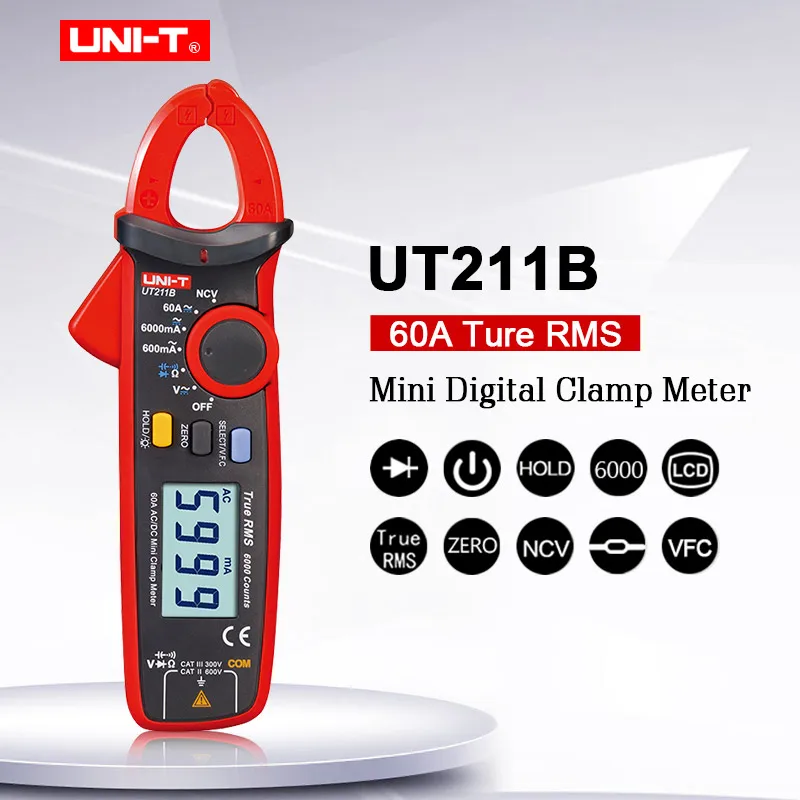 

UNI-T UT211B 6000 Counts Digital Multimeter True RMS high precision Mini Clamp Meters Auto Range V.F.C. NCV Capacitance