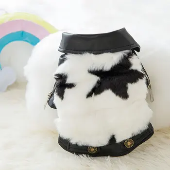 

Dog clothing classic five pointed star fur jacket winter Teddy pomel bear small dog thicker and warm