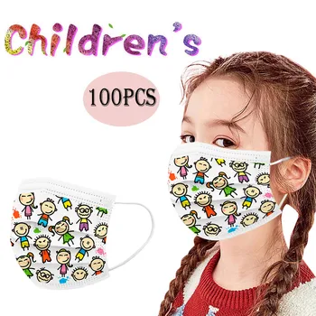 

Fast Delivery 10/20/50/100PC Kids Scarf Face Mask Mascarilla 2020 Children Disposable Print Face Mask Industrial 3Ply Ear Loop