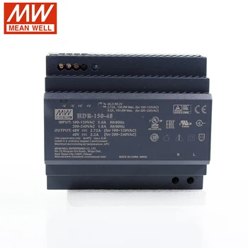 

MEAN WELL HDR-150-48 150W 48V DIN Rail Switching Power Supply 110V/220V AC to 48V DC 3.2A Slim Step Shape Voltage adjustable