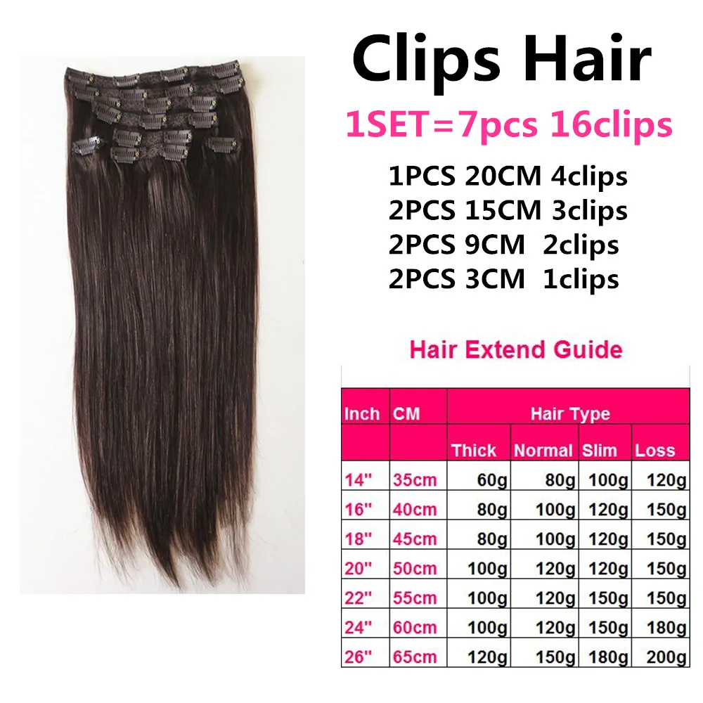 VSR волосы на клипсах 80 г 100 Remy 7 шт. прямые индийские натуральные человеческие для