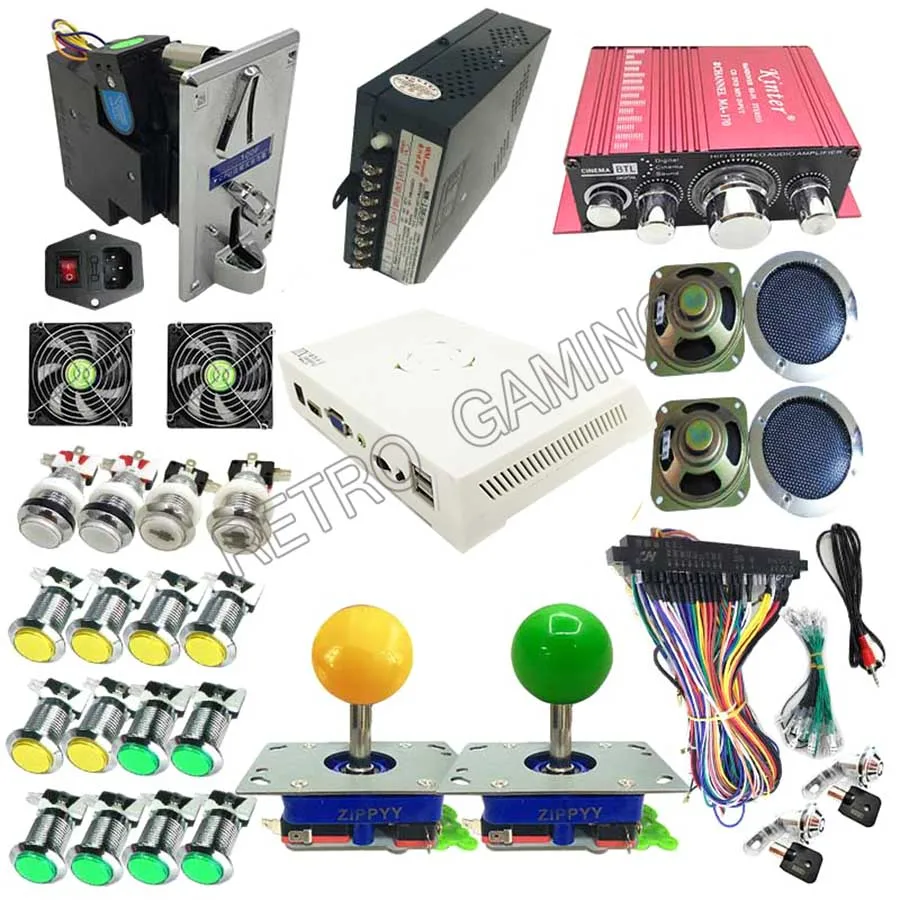 US $126.99 Arcade DIY Jamma Kits With 3D Pandora 12 3188 in 1 LED Chrome Button Joystick for 2 players coin oprate video game machine DIY