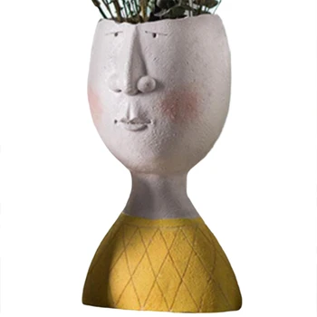 

Portrait Flower Pot Vase Sculpture Resin Face Handmade Garden Display Flower Arrangement Home Decoration