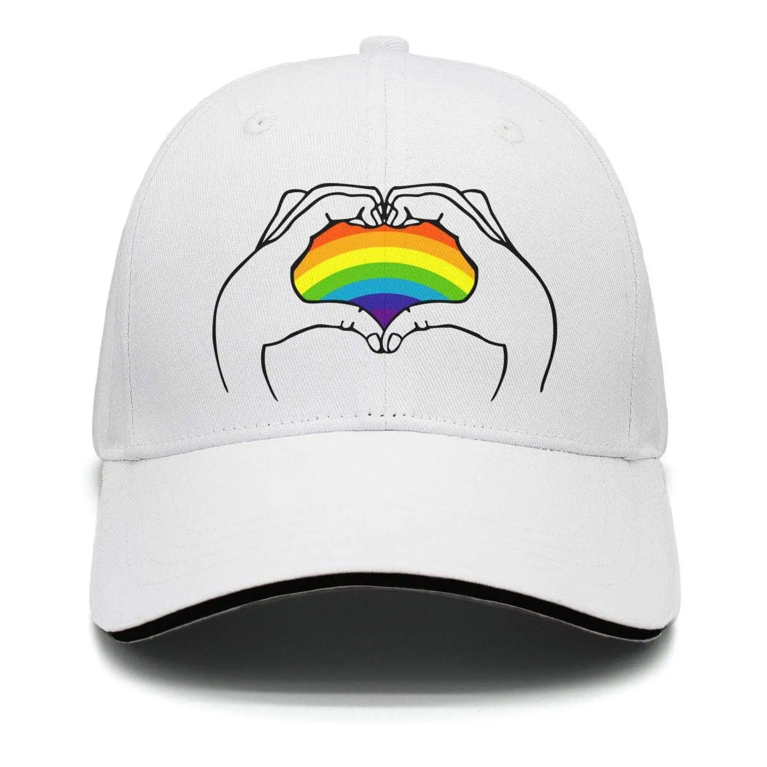 TSDFCHands сердце радуга жесты женские низкий ключ Регулируемая Сетка Дальнобойщик хлопок Бейсболка Шапки