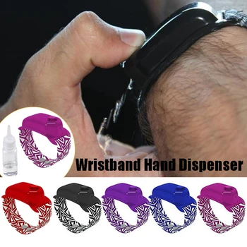 

Reusable Wearable Squeezable Silica Gel Wristband Hand Dispenser Disinfectant Wristband with Refillable Bottle