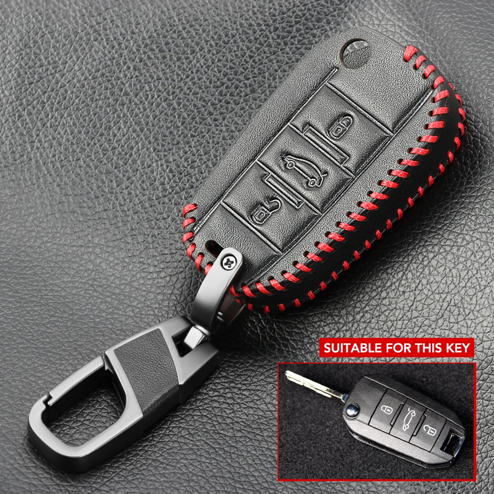 Car Leather Key Cover Case For Peugeot 208 301 308 308S 408 2008 3008 4008 5008 Citroen X7 C1 C2 C3 C4 C5 DS3 DS4 DS5 DS6 key case cover key case
