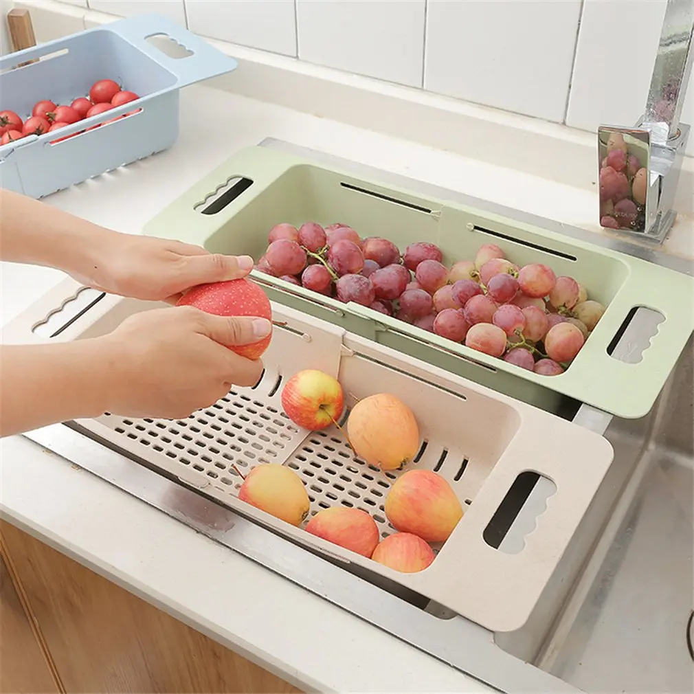 

Retractable Adjustment Sink Telescopic Washing Basket Washing Fruit And Vegetable Basket Kitchen Drain Basket