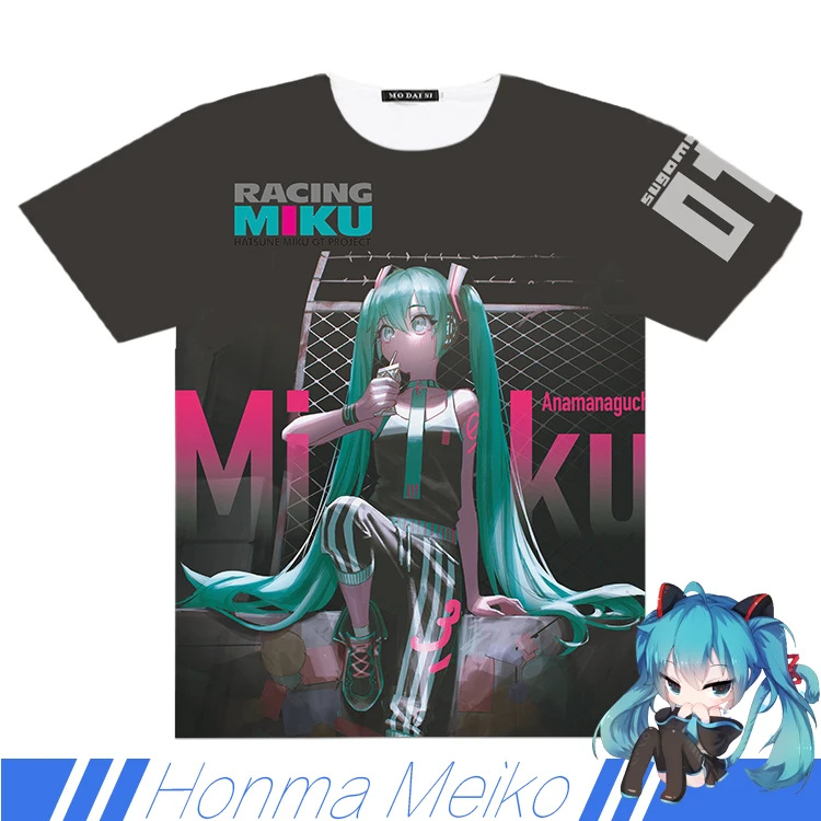 Аниме Хацунэ Мику YING MIKUCosplay Футболка полный графический с коротким рукавом унисекс студенческий касула летние топы - Цвет: 4