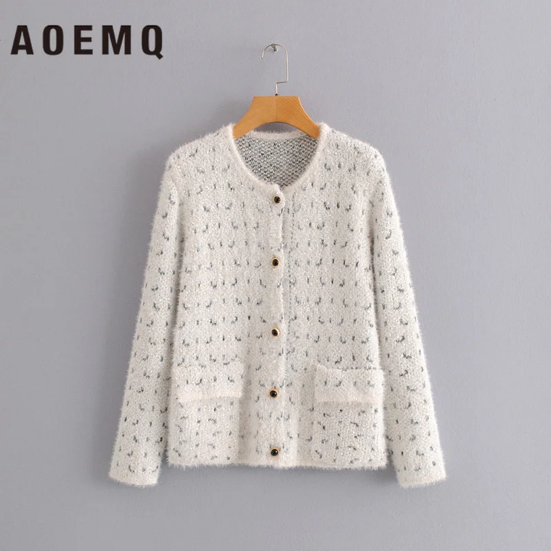 

AOEMQ Winter Sweaters Warm O-Neck Collar Jackets Floral Print Cardigan Outwear with Button Jackets Christmas Sweaters Clothing