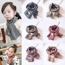 Клетчатый шарф из хлопка и льна для маленьких мальчиков и девочек, Детская осенняя шаль, шарфы