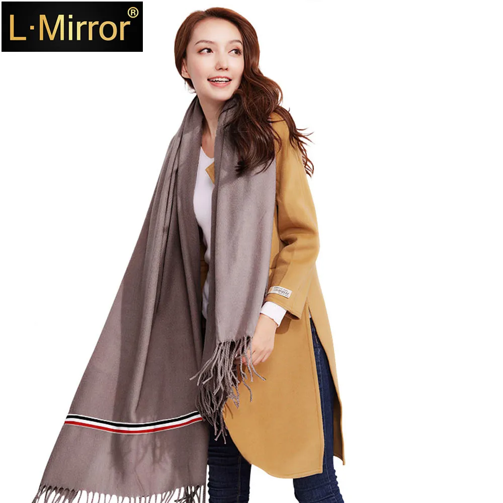 

L.Mirror 1Pcs Women Men Cashmere Wool Scarf Pashmina Shawl Wrap Winter Warm Thick Blanket Oversized Scarves with Tassel
