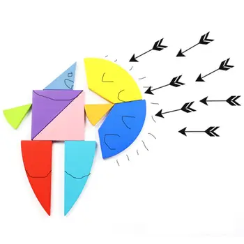 

Wooden Jigsaw Set Classic Tangram Puzzle in Iron Box Child Focus Training Gifts