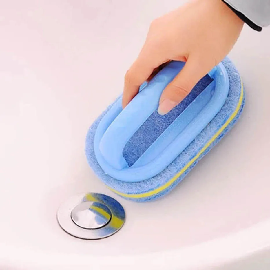 Bathroom Toilet Kitchen Glass Wall Cleaning Brush Handle Sponge Bath