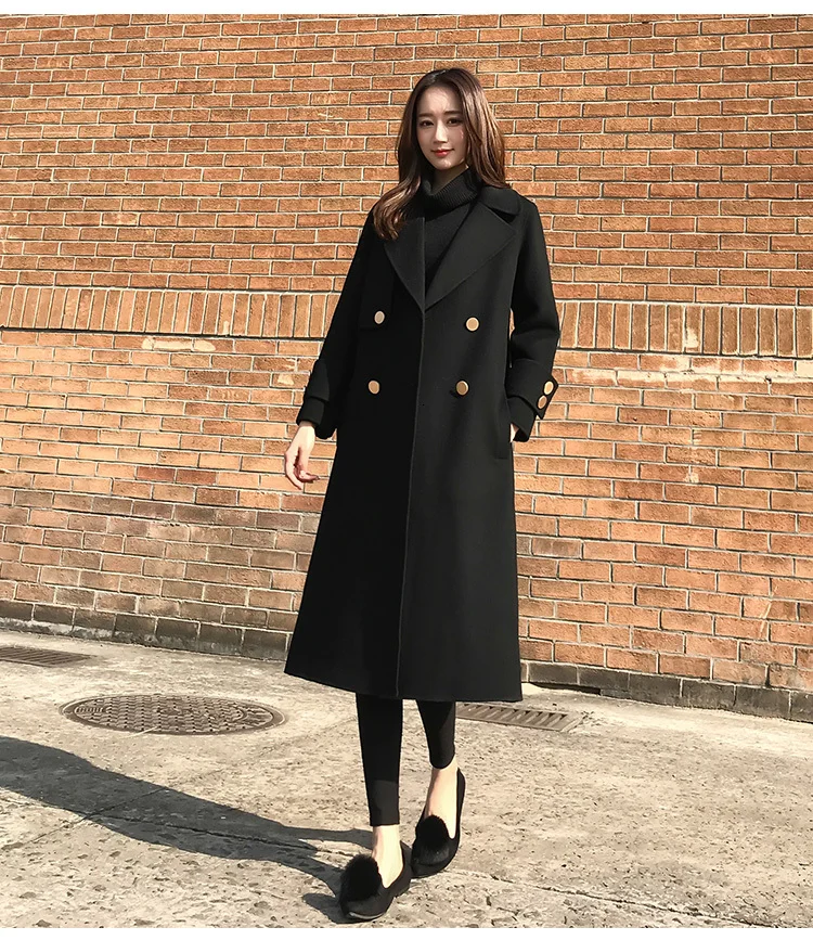XUXI, шерстяное свободное женское новое зимнее пальто, Корейская версия, длинное шерстяное осеннее Женское пальто, женские пальто, FZ0103