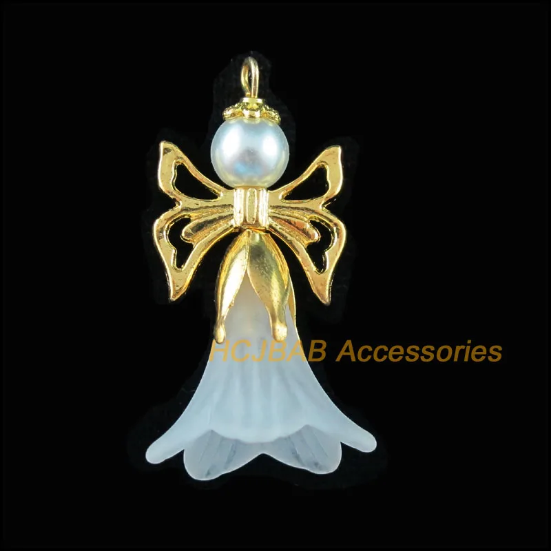 Fashion 8Pcs Gold Color Wings Dancing White Angel Charms Pendants 22x42mm | Украшения и аксессуары
