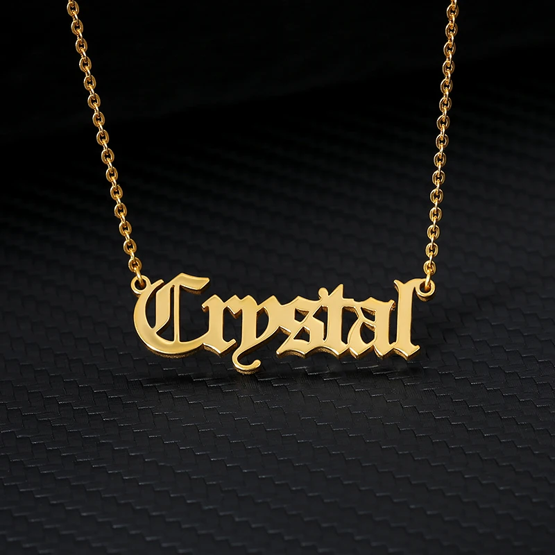Personalized Name Necklace, Customized Nameplate Necklace, Custom Name Necklace, Old English style Custom Jewelry Bijoux Femme