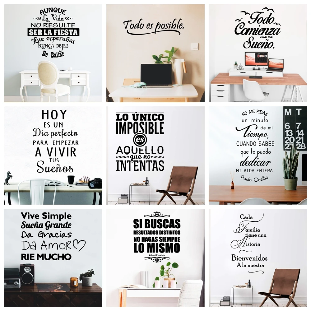 NEW Spanish Sentences Wall Stickers Vinyl Decal For Room Decoration