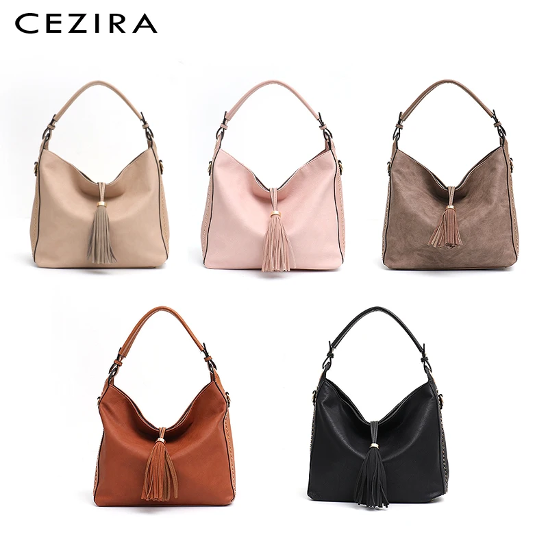 CEZIRA, сумки-Хобо с кисточками, повседневные, повседневные, для женщин, для работы, сумка из искусственной кожи, на одно плечо, сумки для девушек, высокое качество, для женщин