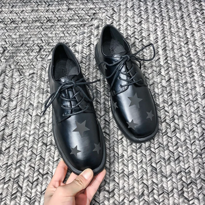 

WOMEN'S Shoes 2020 New Style Autumn Shoes Online Celebrity Versatile round-Toe Lace-up Shoes Women's Retro Star Chunky-Heel Engl