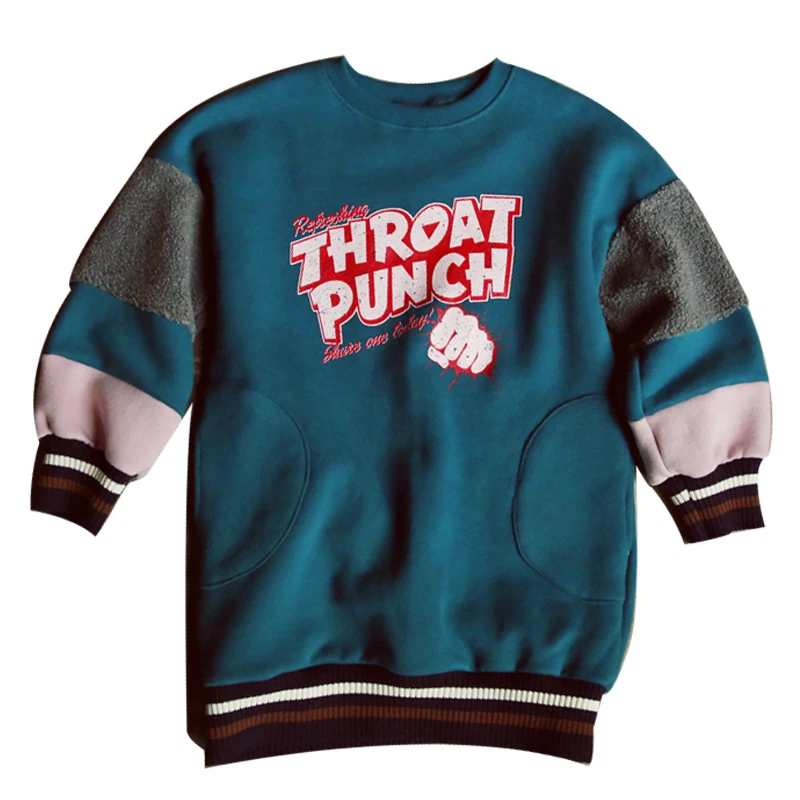 

New Arrivals Big Girl Winter Hoodies Sweater Dress Teenage Girls Letter Print Thick Hooded Sweatshirts Dresses Clothing 3-15year