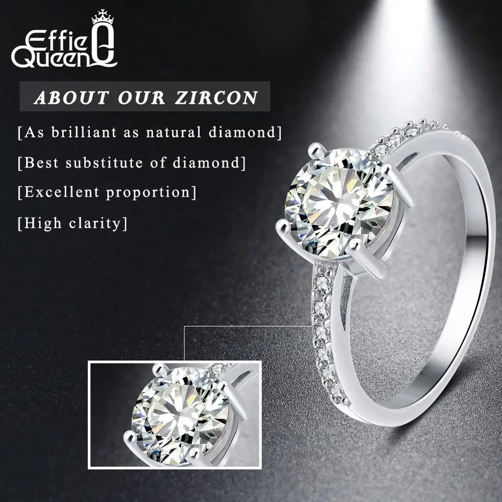 Effie queen, 925 пробы, серебряные кольца, для женщин, для свадьбы и помолвки, вечерние, кольцо, AAA, блестящее, хорошее ювелирное изделие, TSR56