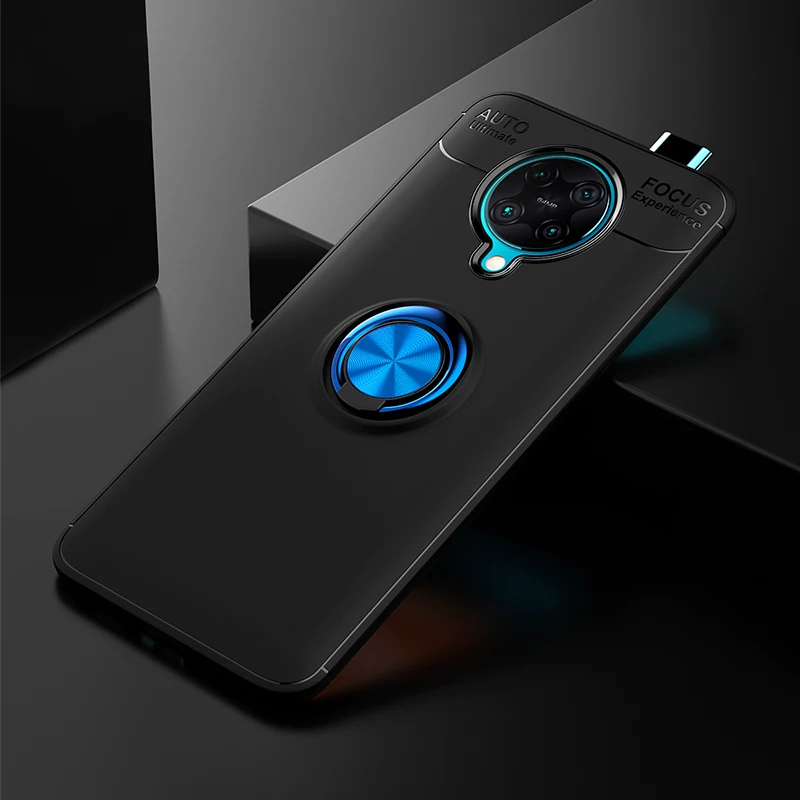 Чехол POCO X2 роскошный металлический держатель-подставка с кольцом на палец мягкий
