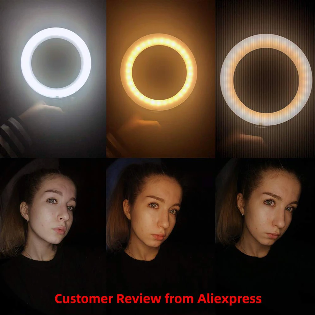 Portable Clip Fill Light Selfie LED Ring Photography with Tripod for Phone