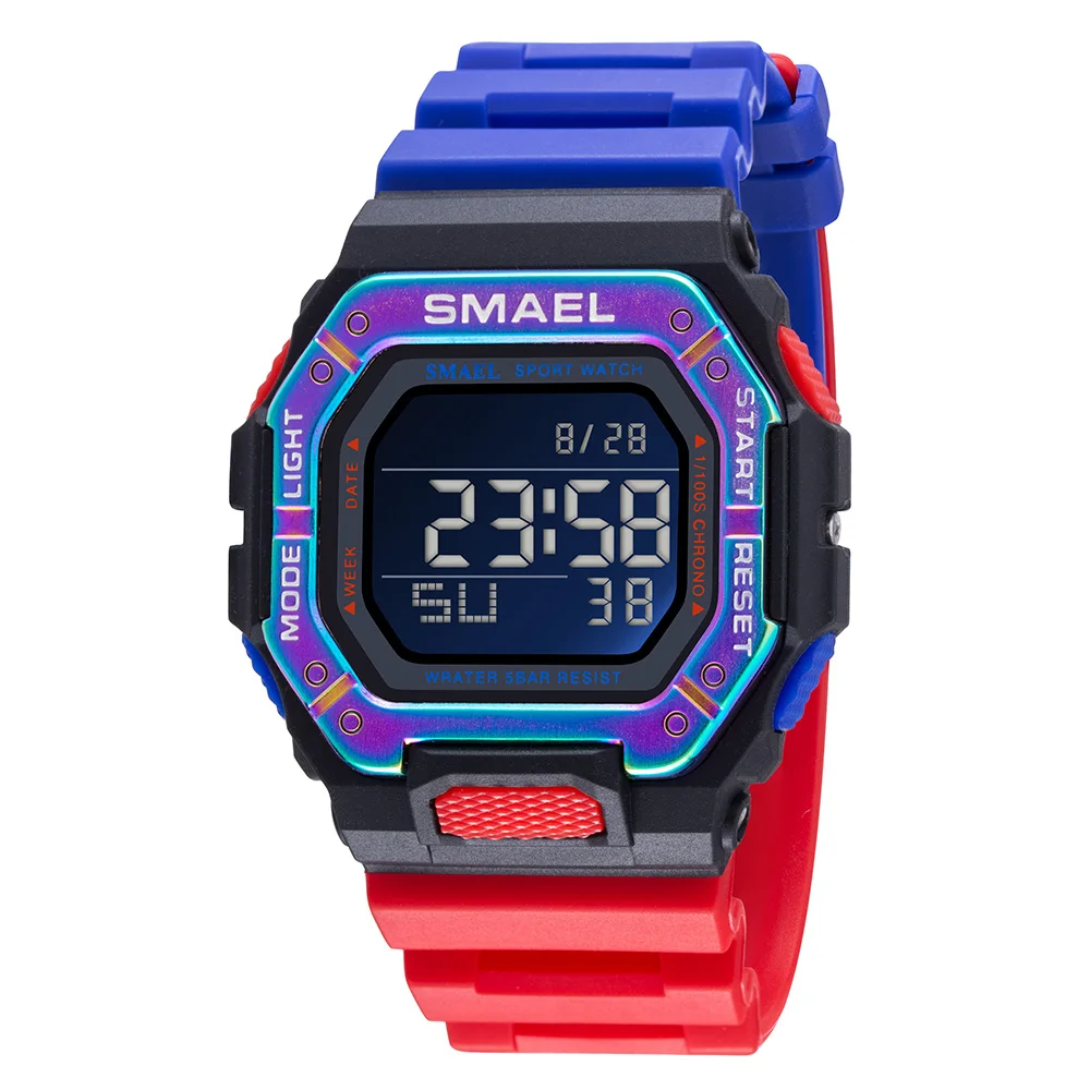 SMAEL Digital Watch for Men 50m Waterproof LED Display Auto Date Electronic Wristwatch Military Sport Watches Men's часы мужские 