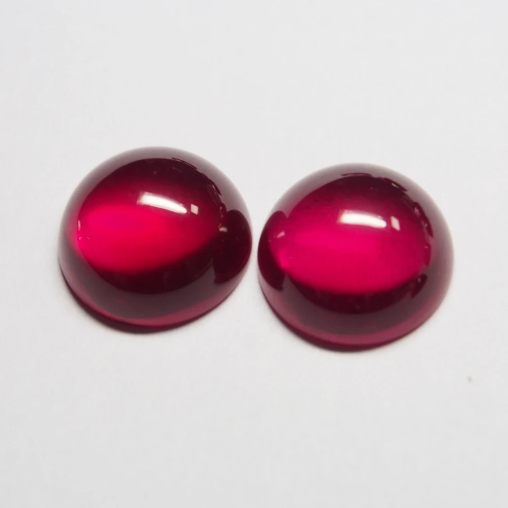 

8mm 20 Piece/a lot High Quality Round Flatback Cabochon Corundum Synthetic Ruby Gemstone For Jewelry