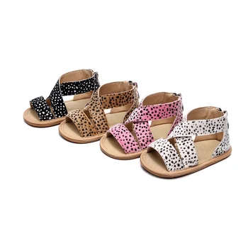 

0-12Months Baby Girls Leopard Sandals Anti-Slip Rubber Sole Toddler Outdoor First Walker zipper Shoes