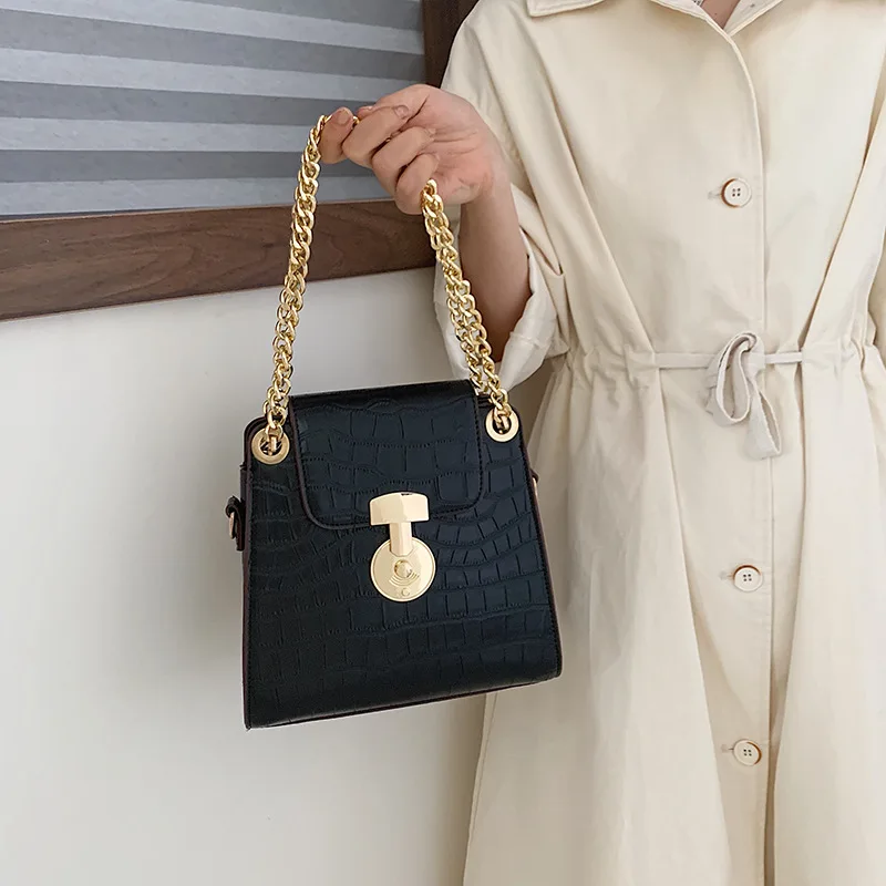 

Bag Women's 2019 New Style WOMEN'S Fashion Handbag Crocodile Pattern Cool Square Sling Bag WOMEN'S Bag Non-mainstream Crossbody